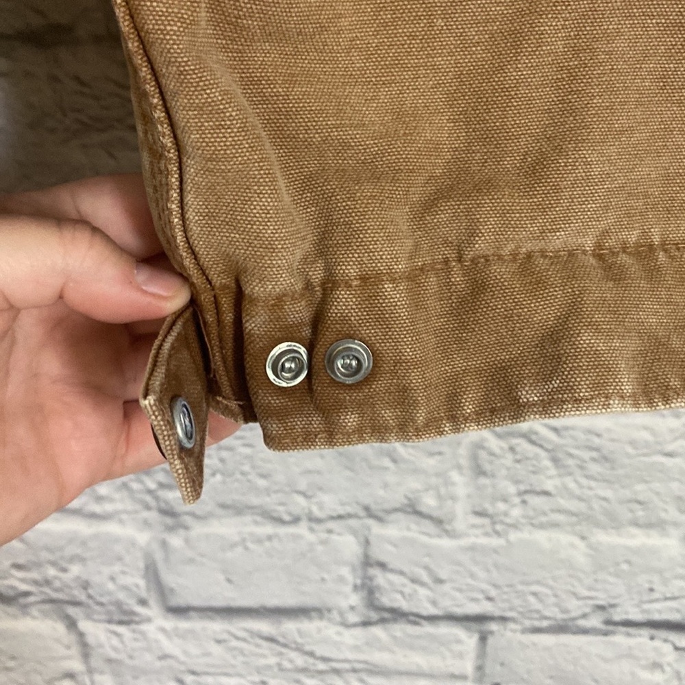 Boy's Vintage Carhartt Brown Canvas Zip Up Fleece Lined Jacket size Medium 8 - Picture 9 of 15